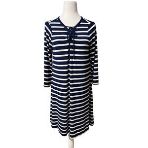 OLD NAVY LONG SLEEVE A-LINE STRETCH KNIT KNEE LENGTH SWING DRESS SZ L GUC